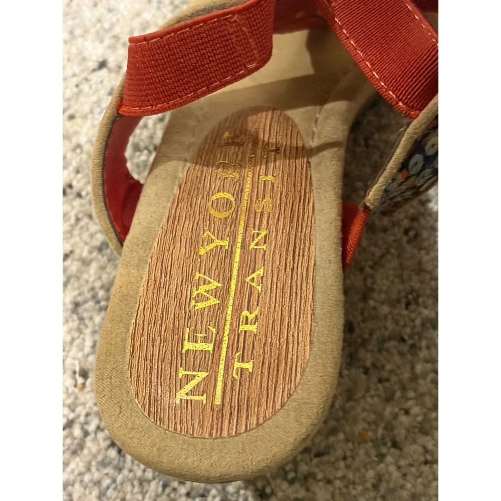 New York Transit Womens Boho Patchwork Wedge Sandals Multi Color Sequin 7.5M